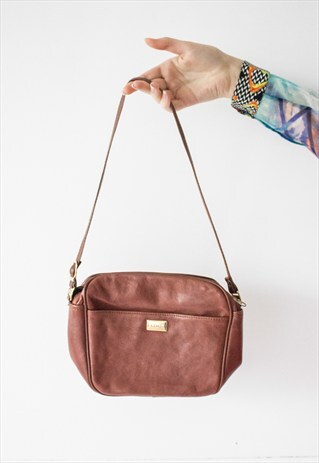 VINTAGE RETRO BROWN LEATHER SHOULDER BAG