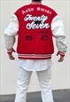 RED OVERSIZED BASEBALL VARSITY JACKET