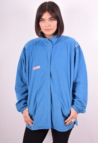 DIADORA WOMENS VINTAGE FLEECE JACKET SMALL BLUE 90S