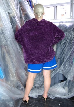 Vintage y2k rave festival fluffy cardigan jacket in purple