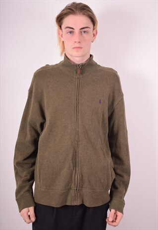 POLO RALPH LAUREN MENS VINTAGE CARDIGAN SWEATER LARGE GREEN