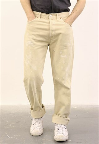 LEVI'S VINTAGE BEIGE DENIM PAINT 501 JEANS
