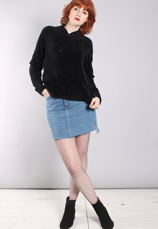 VINTAGE 90S BLACK SOFT FEEL LOOSE FIT JUMPER