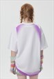 NEON PAINTED T-SHIRT PURPLE WHITE TOP GRUNGE TIE-DYE TEE