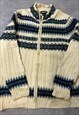 VINTAGE KNITTED CARDIGAN ABSTRACT PATTERNED CHUNKY SWEATER