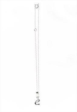 E Initial Anklet 925 Sterling Silver
