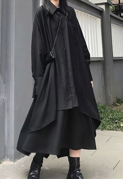 Yamamoto-style Asymmetric 2-piece Shirt and Skirt Set
