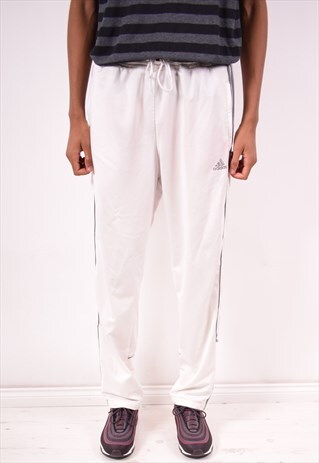 ADIDAS MENS VINTAGE TRACKSUIT TROUSERS LARGE WHITE 90S