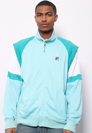 VINTAGE FILA LOGO TRACK JACKET BLUE