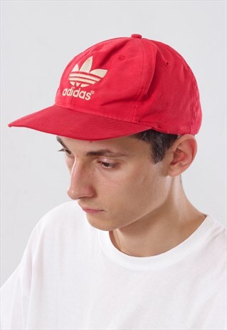 VINTAGE ADIDAS ORIGINALS HAT 90S RED BASEBALL BIG LOGO