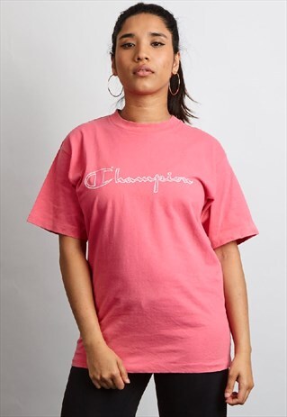 VINTAGE 80'S CHAMPION PINK LOGO T-SHIRT