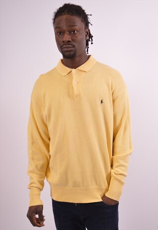 VINTAGE POLO RALPH LAUREN JUMPER SWEATER YELLOW