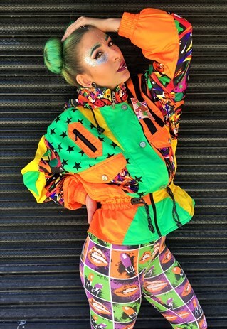 VINTAGE MULTI COLOURED CROPPED SKI JCKET
