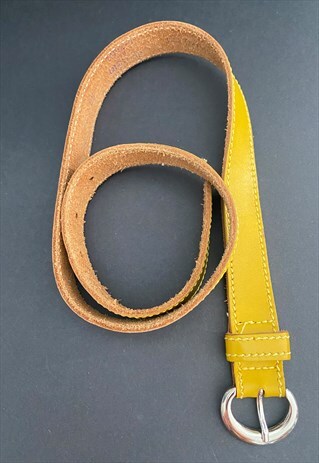 70's Vintage Ladies Belt Mustard Yellow Leather Coco Land