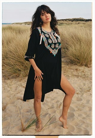 ZARAH EMBROIDERED DRESS BLACK