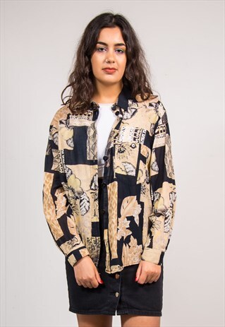 90'S VINTAGE ABSTRACT PATTERN SHIRT
