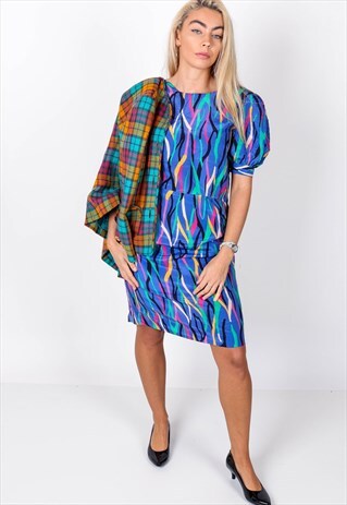 VINTAGE PATTERNED OPEN BACK DRESS ACD5