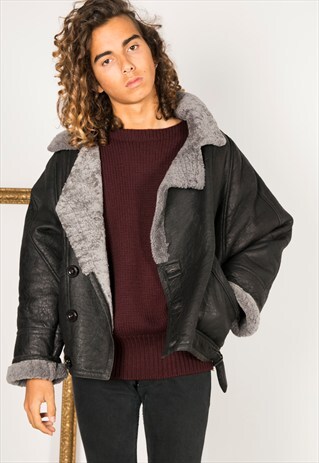 VINTAGE 80S WINTER SHEEPSKIN COAT / R002