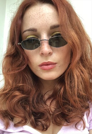 VINTAGE 90S Y2K BLACK THIN SLIM SUNGLASSES