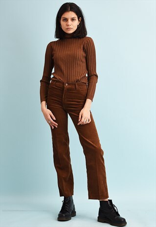 70'S RETRO HIGH WAIST CORDUROY TROUSERS