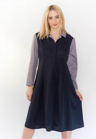 VINTAGE 70'S CHECKED TEA DRESS