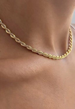 Women's 22" 5mm Snake Rope Twist Necklace Chain - Gold