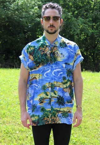 VINTAGE 80S HAWAIIAN BARBADOS SHIRT - LARGE