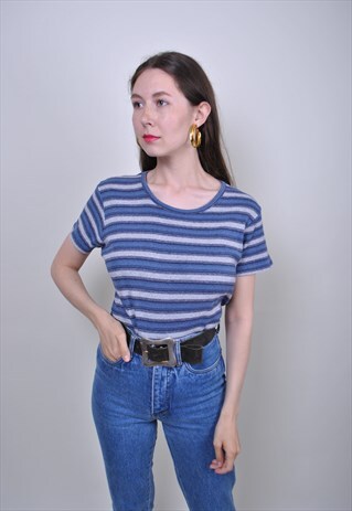 80S SAILOR STRIPED MINIMALIST TSHIRT, SIZE M