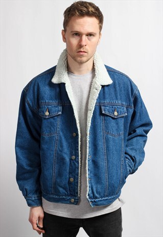 VINTAGE DENIM FLEECE LINED JACKET