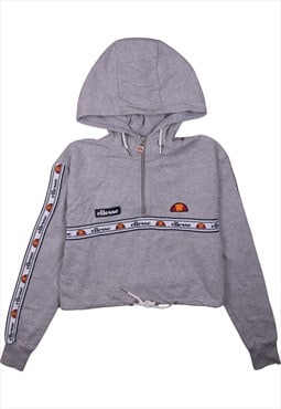 Vintage 90's Ellesse Hoodie Crop Quater Zip Grey Small