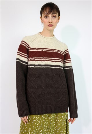 Vintage Levi's Wool Knit Sweatshirt Jumper in Brown Medium