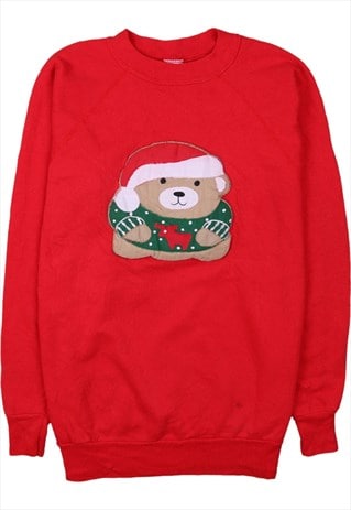 Pannill 90's Crew Neck Christmas Sweatshirt Large Red