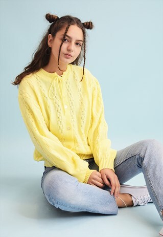 90'S GOES 70'S RETRO KNIT MOMS CARDIGAN TOP