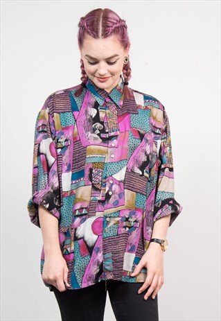 VINTAGE 90'S CRAZY MULTICOLOURED OVERSIZE SHIRT