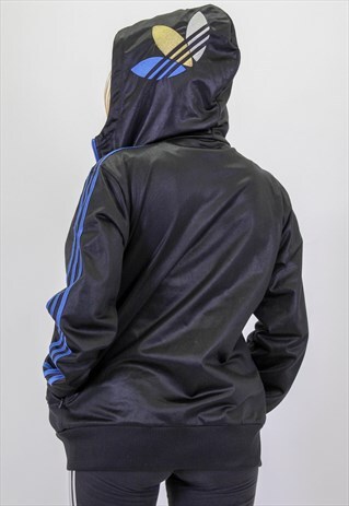 VINTAGE ADIDAS HOOD LOGO JACKET IN SMALL BLACK