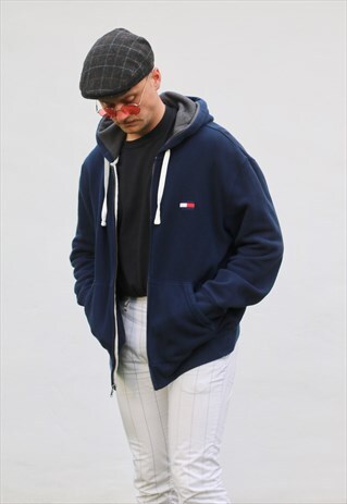 TOMMY HILFIGER USA 90S MIDWEIGHT NAVY HOODED SWEATSHIRT