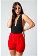 SHORTS HOT PANTS RED HEM LACE HEN PARTY BLOOMER NIGHTWEAR