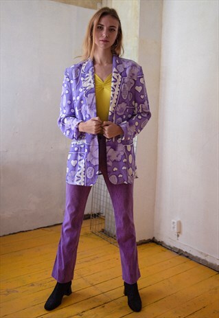 VINTAGE VIOLET ABSTRACT SUIT BLAZER