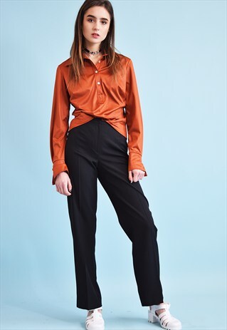 VINTAGE 90'S RETRO CLASSY HIGHWAISTED BLACK SMART TROUSERS