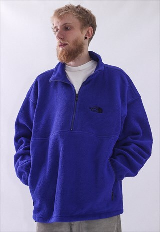 VINTAGE MENS THE NORTH FACE FLEECE LOGO HALF ZIP PULLOVER