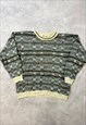 VINTAGE ABSTRACT KNITTED JUMPER FUNKY PATTERNED SWEATER