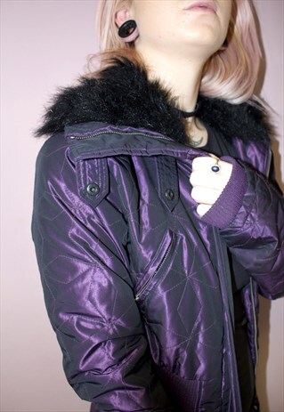 black padded faux fur jacket