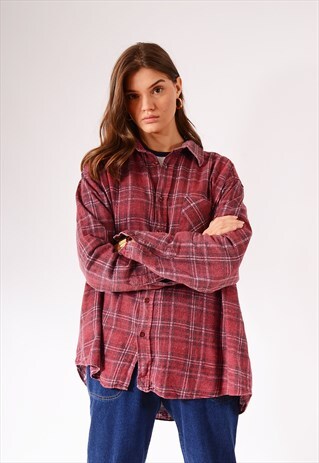 VINTAGE CHECK FLANNEL SHIRT RED