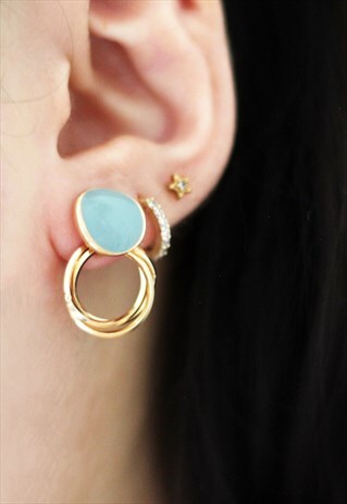 NUGGET STUD-HOOPS EARRINGS PASTEL BLUE
