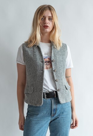 VINTAGE 80S OFFICE CHIC TWEED VEST