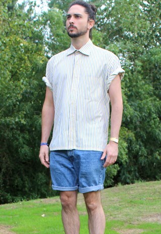 VINTAGE 90S STRIPED STRIPEY SHIRT LARGE STRIPE CLASSIC GENT