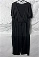 BLACK MINIMAL DRAWSTRING WAIST JUMPSUIT - S - M