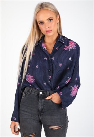VINTAGE UNBRANDED LONG SLEEVE PATTERN SHIRT S355