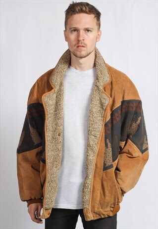 VINTAGE AZTEC FESTIVAL FLEECE LINED JACKET