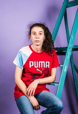 VINTAGE 1990S RED PUMA PAINT T-SHIRT